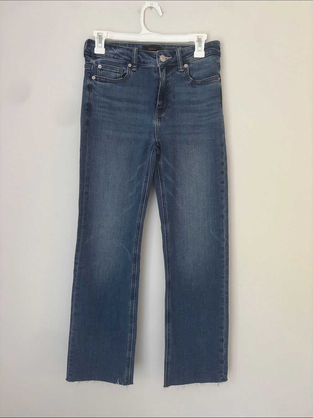 Quince Women's Bella Straight Leg Organic Cotton Jean Raw Hem Size 25